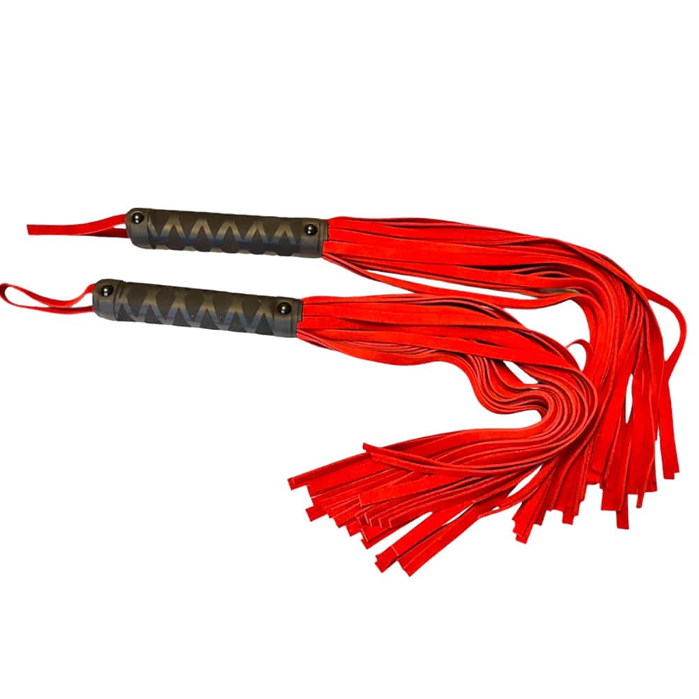 Red leather Florentine flogger set of two